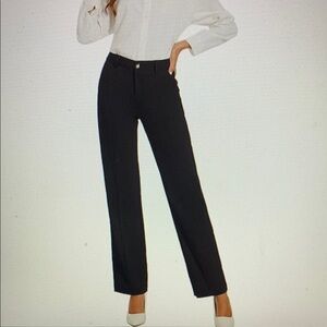Black Straight-Leg Trousers w/stretch - Size 6 - Belt Loops - Functional Pockets